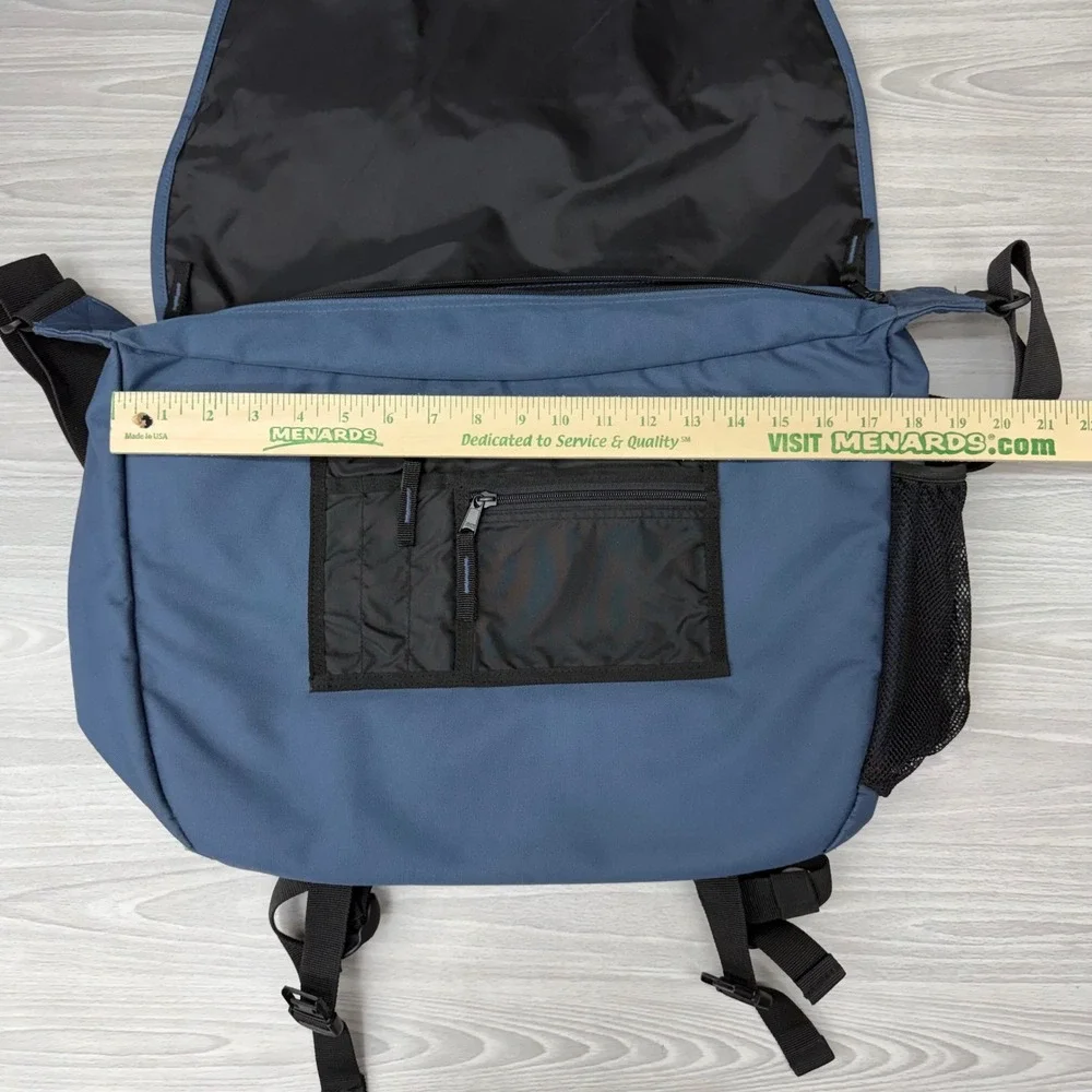 Eddie Bauer Messenger Bag Blue Grey Canvas Crossbody Laptop Travel Commuter Bag